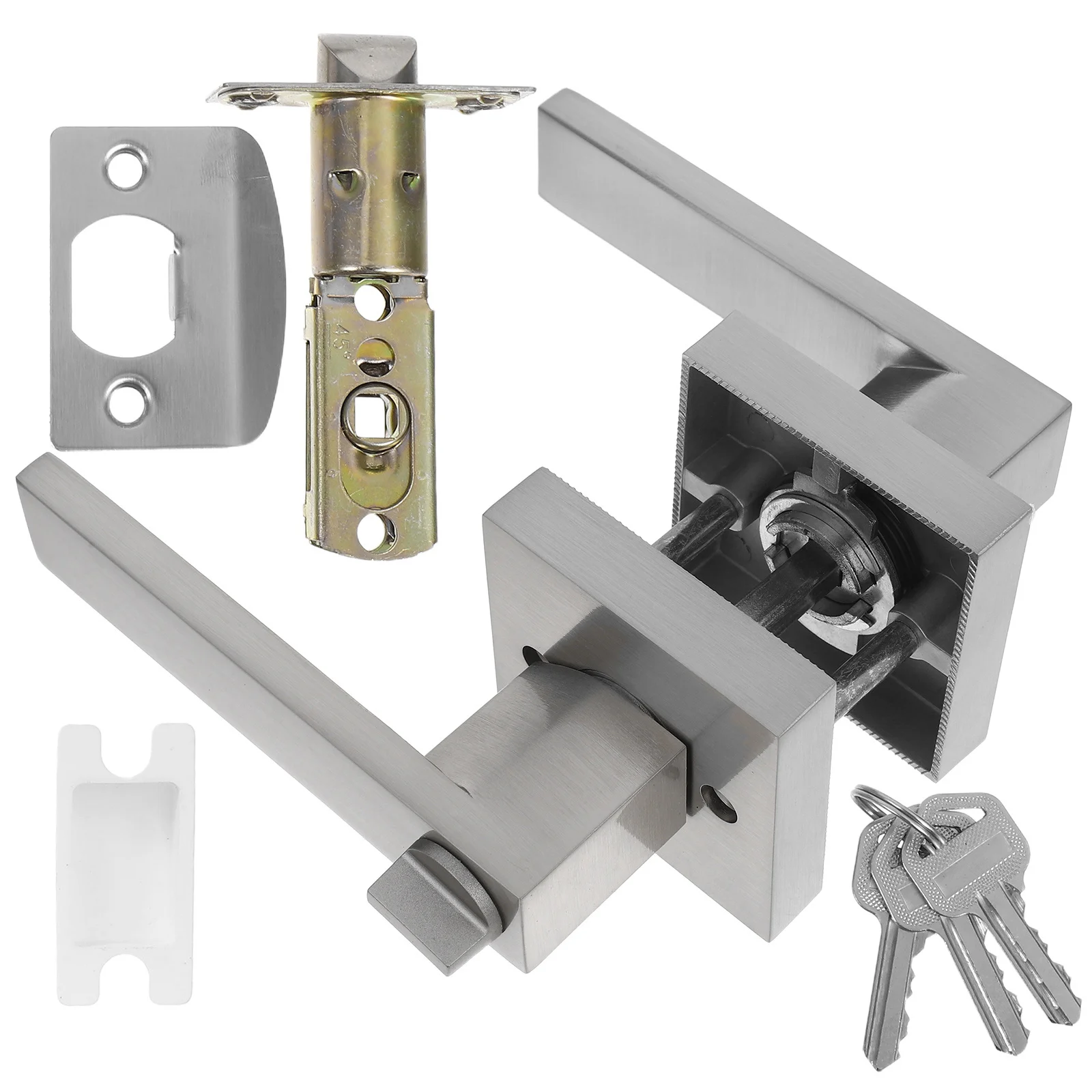 

American Style Room Door Lock Square Aluminum Alloy Handle With Key For Bedroom Bathroom Front Entry Door Hardware Lock