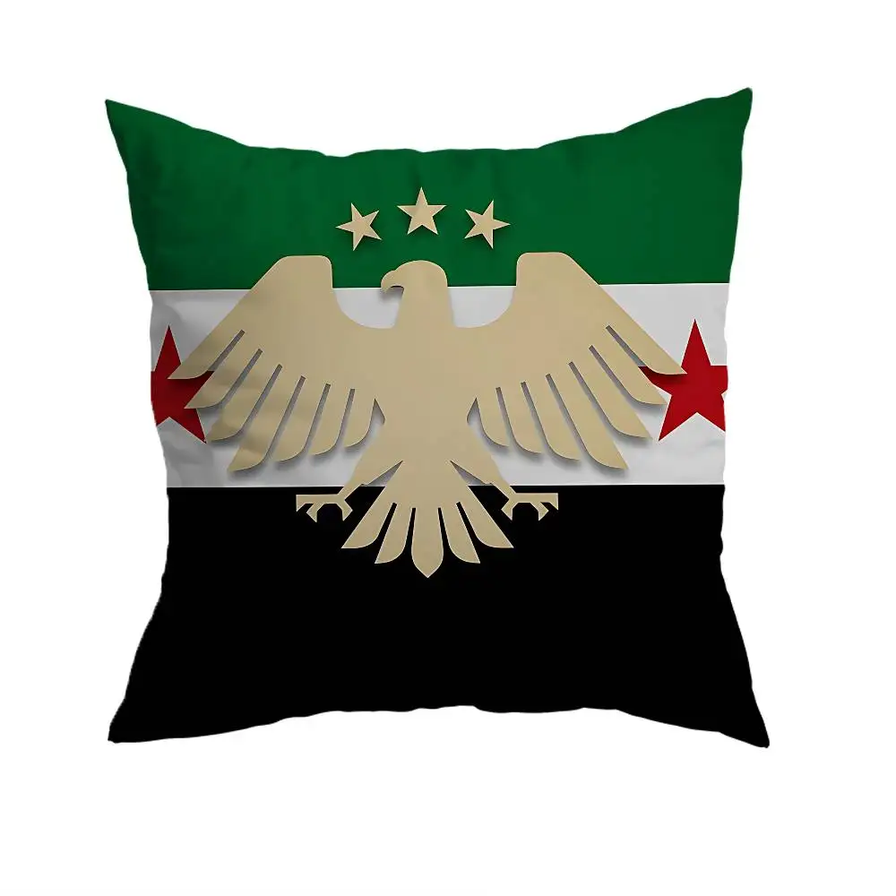 Eagle Syrische Nieuwe 2026 Logo Vlag Kussensloop Bank Woonkamer Slaapkamer Hoofdeinde Rugleuning Kussen Vierkant Kussen Dutje Tijd