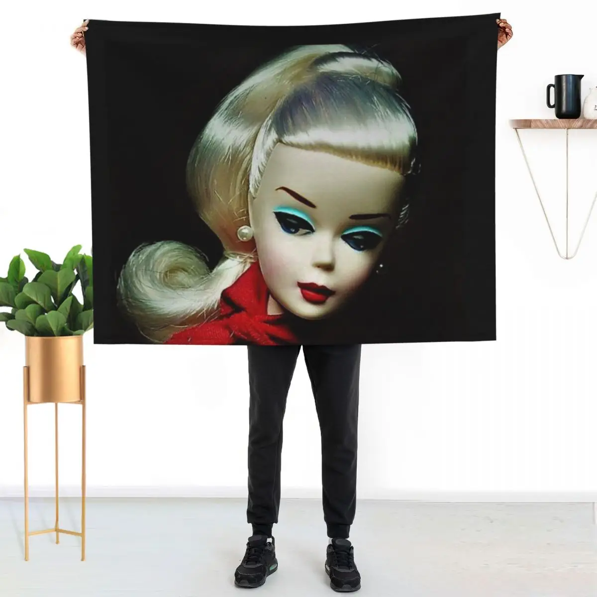 60s digital art diva doll vintage print mask poster mysticladyart Throw Blanket Versatile Cozy Throw Blanket for All Occasions