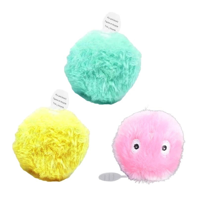 Animal Chirping Sounds Furry Ball for Cat Kitten Toy Pompon Plush Ball Interactive Kicker Resistant Molar