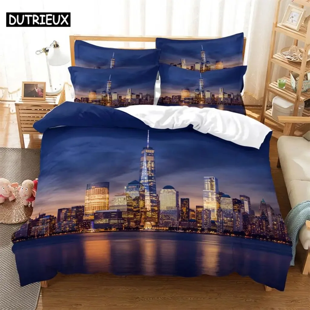 

City night view 3D Digital Bedding Sets Home Bedclothes Super King Cover Pillowcase Comforter Textiles Bedding Set