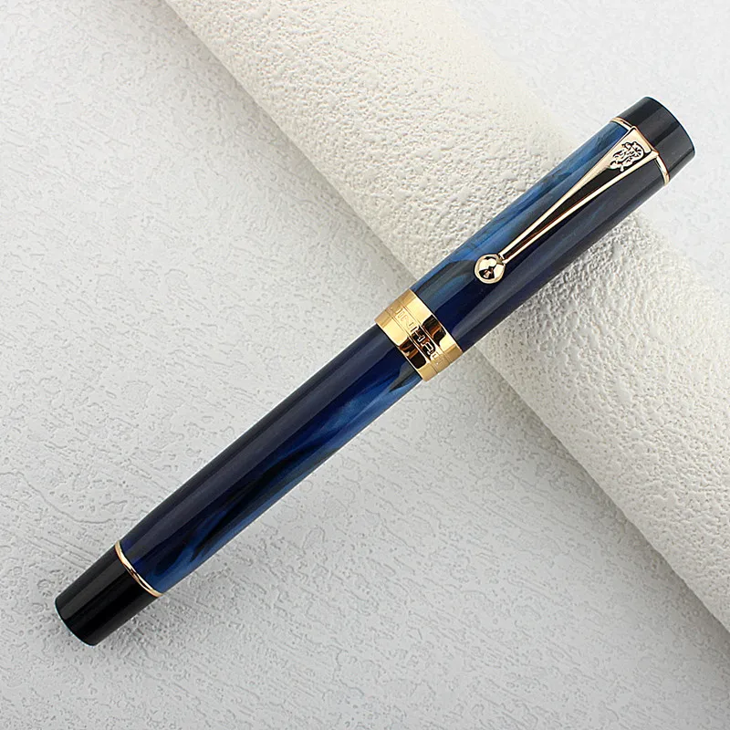 

Jinhao 100 Галактическая синяя каучуковая перьевая ручка EF/F M / Nib Золотой зажим деловые офисные и школьные принадлежности Канцтовары PK 9019