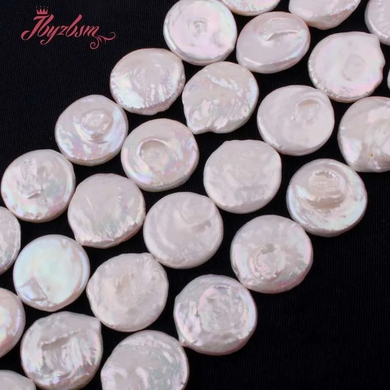 18mm Freshwater Pearl Coin Beads Loose Natural Stone Beads For Jewelry Making DIY Necklace Bracelets Earring Spacer Strand 15\