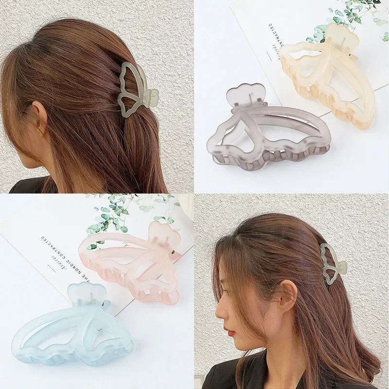 

New Frosted Translucent Hair Claw Sweet Fairy Butterfly Hairpin Clip Korean Hair Accessories Barrettes for Women Girls