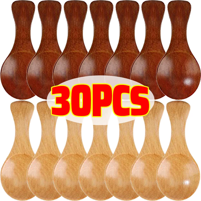 Wholesale Mini Wooden Spoons Coffee Tea Sugar Teaspoon Kitchen Spice Condiment Spoon Wood Short Handle Scoops Tableware Supplies