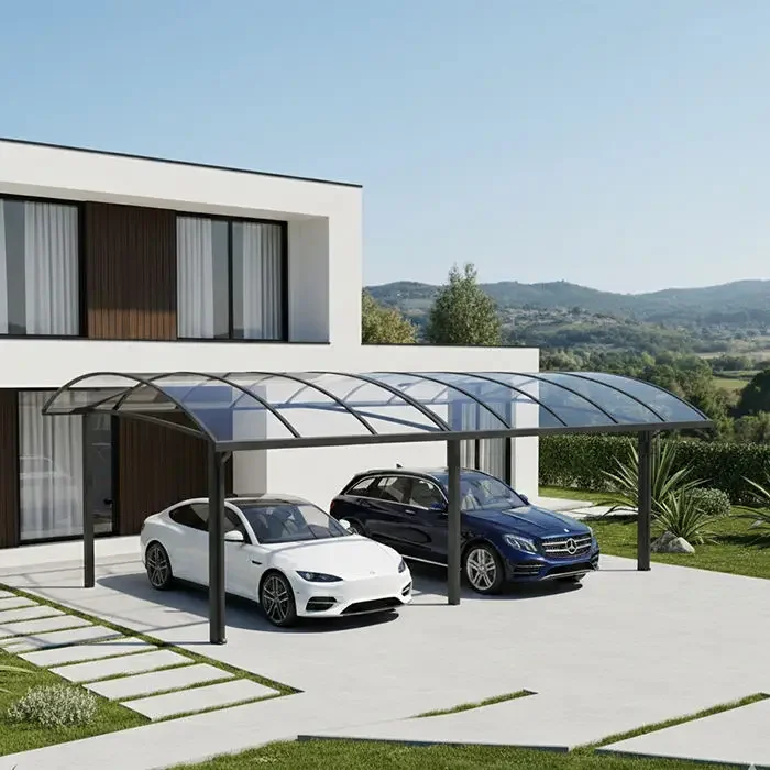 Household Aluminium Alloy Frame Acrylic Material Rainproof Car Shelter Heavy Duty Car Parking Easy To Assemble Outdoor Carport