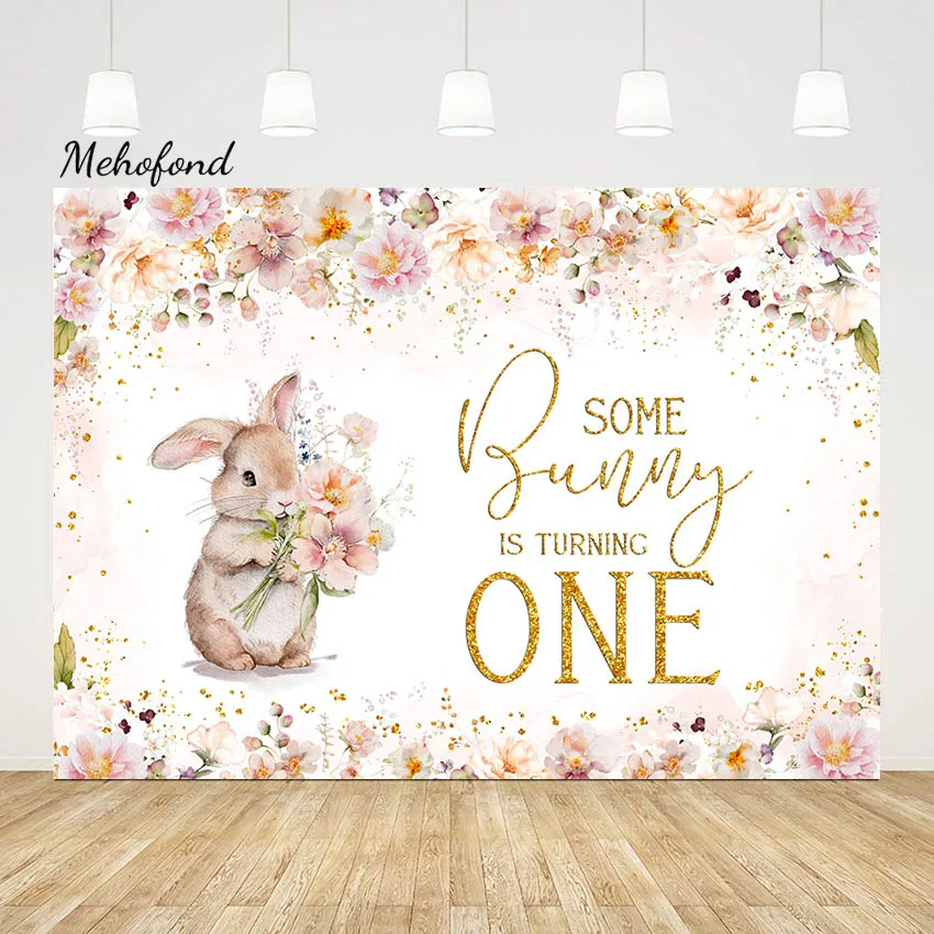 Mehofond-Arrière-Plan de Photographie avec Motif de Lapin, Fleurs de Pâques, ixd'Anniversaire de Bébé, Studio
