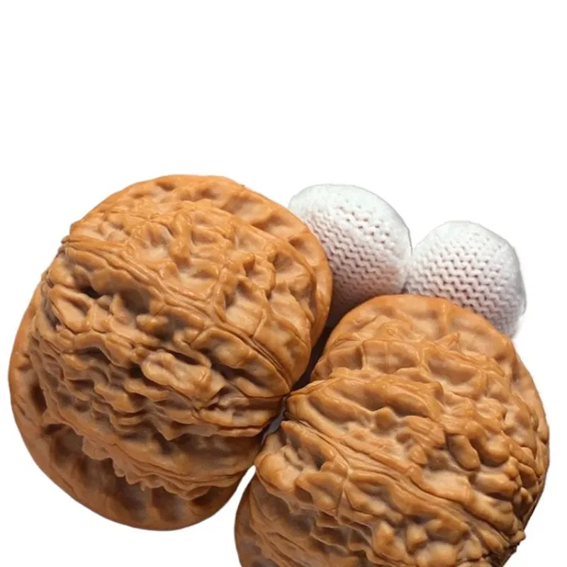 Natural White Lion Head Wenwan Walnut Hand Massage Fidget Toy Collectible Gift 31mm To 45mm Traditional Chinese Artware Stress