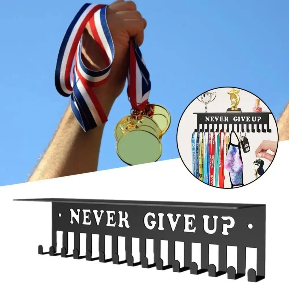 

Portable Wall Mount Medal Display Stand Metal Large Capacity Medal Hooks Medal Storage Rack for Racing Sports Karate