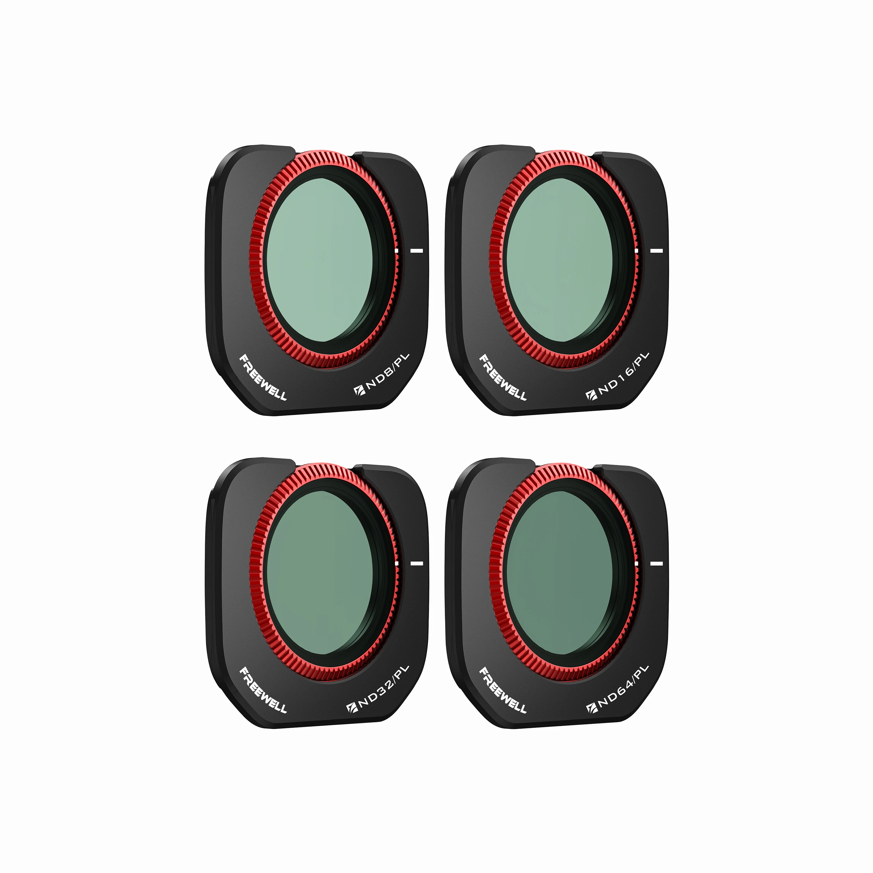 Freewell filterset met 4 filters, ND/PL, ND, CPL, ND1000, LPR en Glow Mist 1/4 filters, geschikt als accessoire voor de Insta360 Luna Pro.