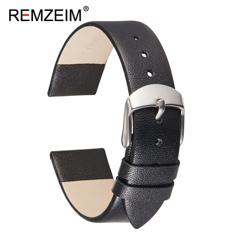 REMZEIM Soft Ultra-thin Calfskin Leather Watch Straps Women Watchband 14mm 16mm 18mm 20mm 22mm Wrist Band Bracelet Pink