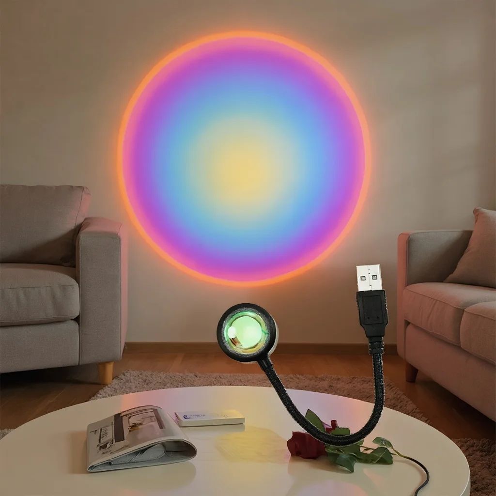 

USB Romantic Night Light Projector - Sunset Lamp Neon Atmosphere Decor for Home & Bedroom Photography