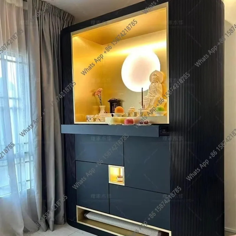 Buddhist Shrine Shrine Integrated God Of Wealth Guanyin Buddha Offering Table Placing Items Vertical Cabinet Offering Table X
