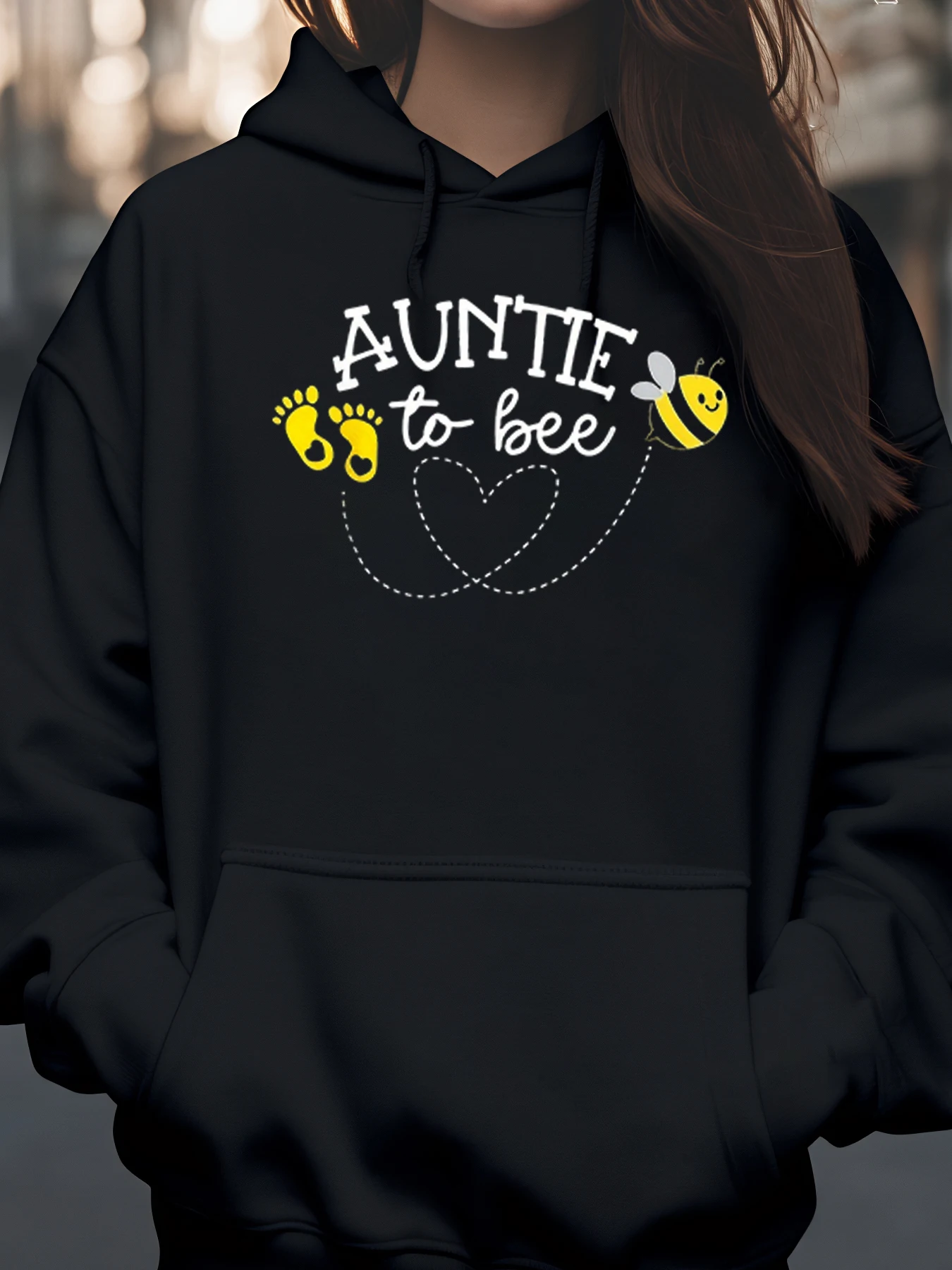 

Толстовка с капюшоном и дизайном пчелы для объявлений о беременности, женская повседневная одежда
