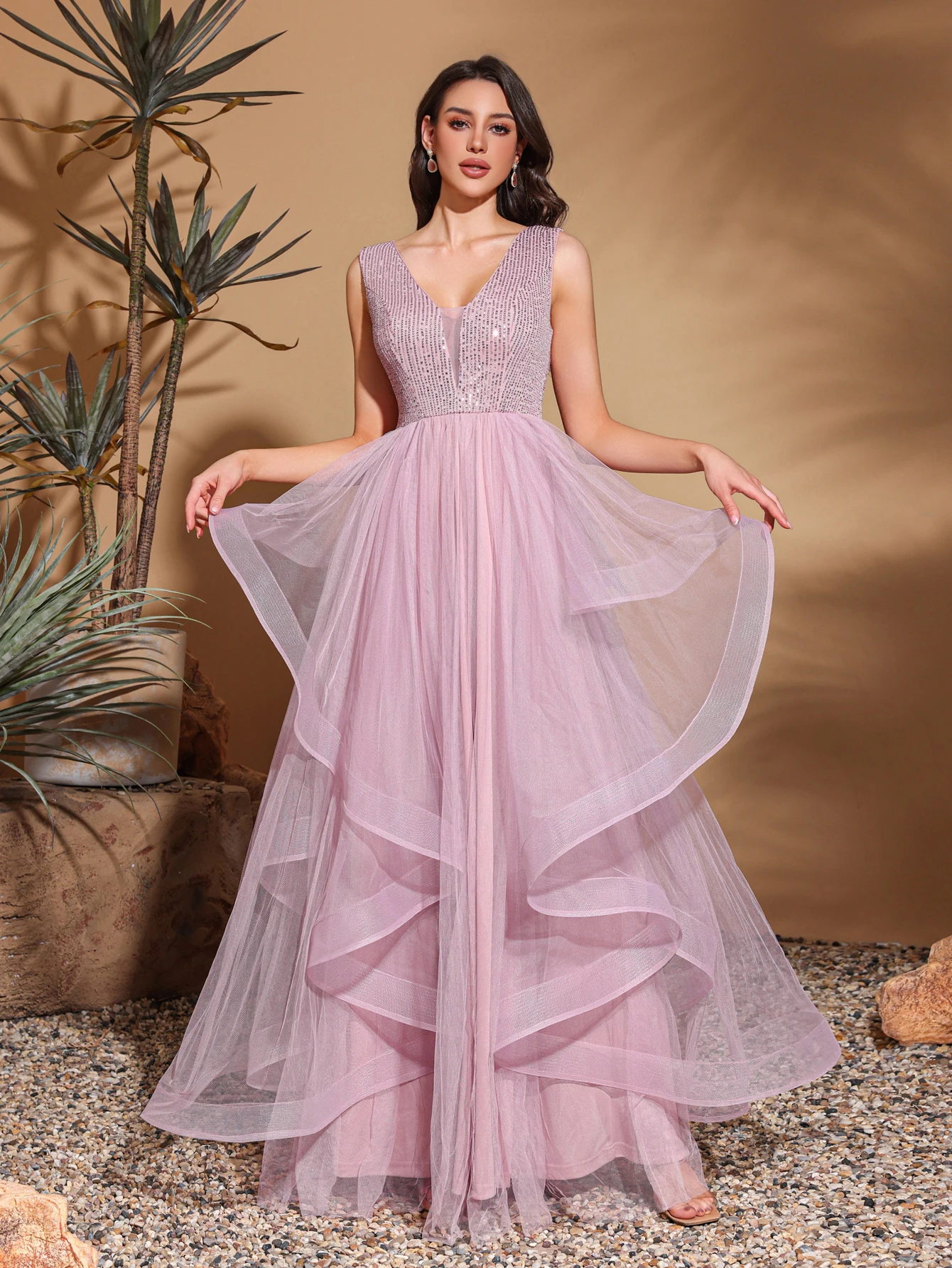 

Сетчатое платье с V-образным вырезом и пайетками для семейных встреч и дней рождения, Элегантное и модное платье, Женское длинное платье, Вечернее платье, Женское вечернее платье, Платье для выпускного вечера, Платье для концертной церемонии награды, Плат