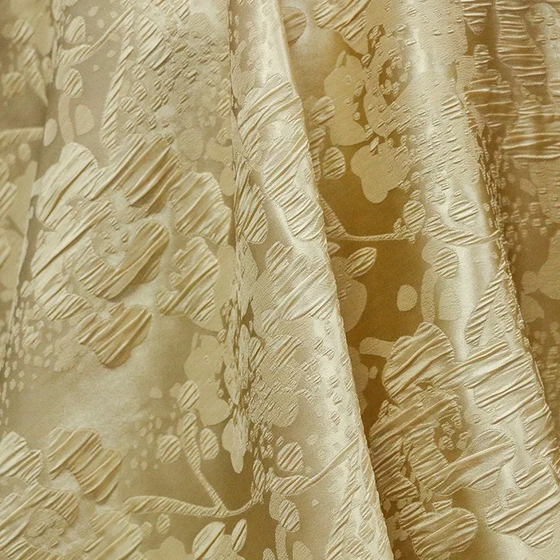 

New Chinese-style traditional Chinese style cheongsam and Hanfu fabric featuring rose elastic silk Crowne crepe jacquard