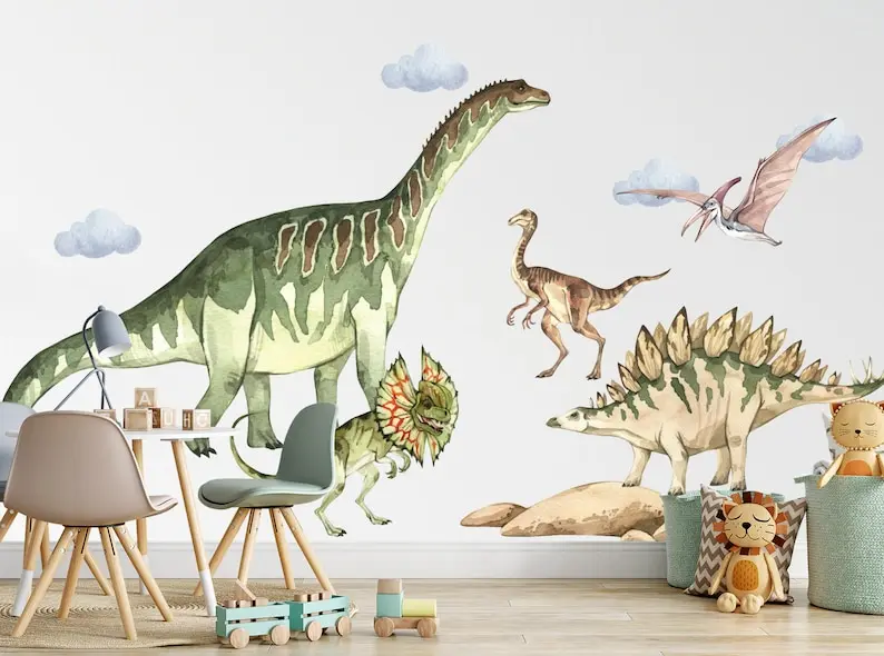 XL Dinosaur Wall Decal, Dino Wall Decal - Repositionable Easy to Peel Dino Kids Decor - Our decals do not leave residue!