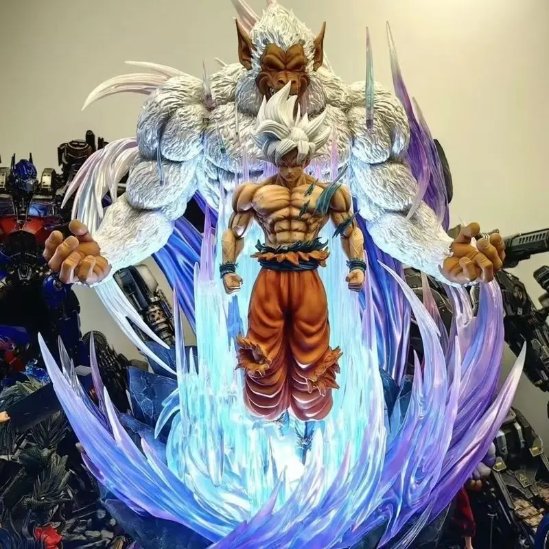 

New Dragon Ball Great Ape King Wukong Three Head Carving Glowing Gk Exquisite Handmade Model Statue Ornament In Stock Gift