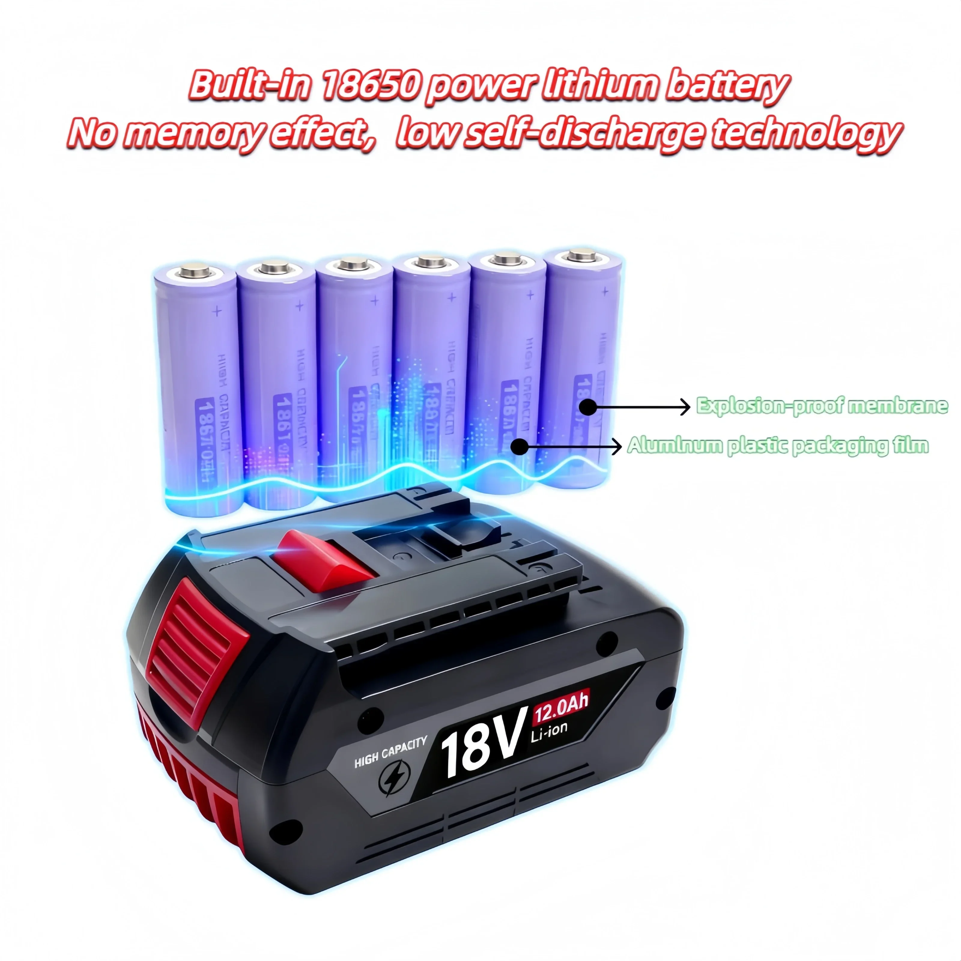 18V Rechargeable Batteries For BOSCH 18V battery 12000mAh LITHIUM-ION GDS250-Li GSR180-Li GKS185-Li GWS180-Li GSB185-Li Battery