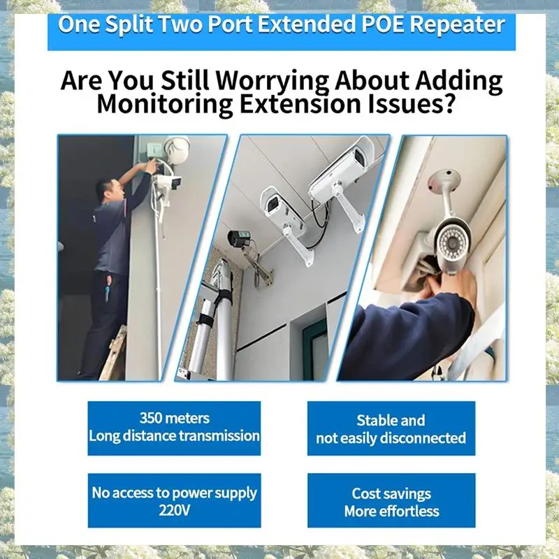 New-2 Port POE Repeater 10/100Mbps 1 To 2 Poe Extender With IEEE802.3Af/At Plug&Play 48V For Poe Switch NVR IP Camera AP Parts