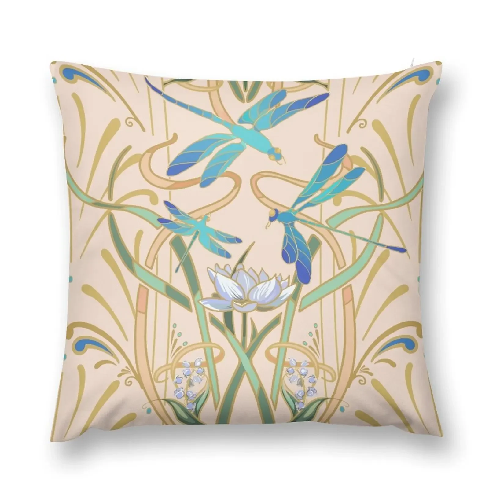 

Art Nouveau Dragonflies Pattern Blush Throw Pillow Sofas Covers covers for pillows pillow