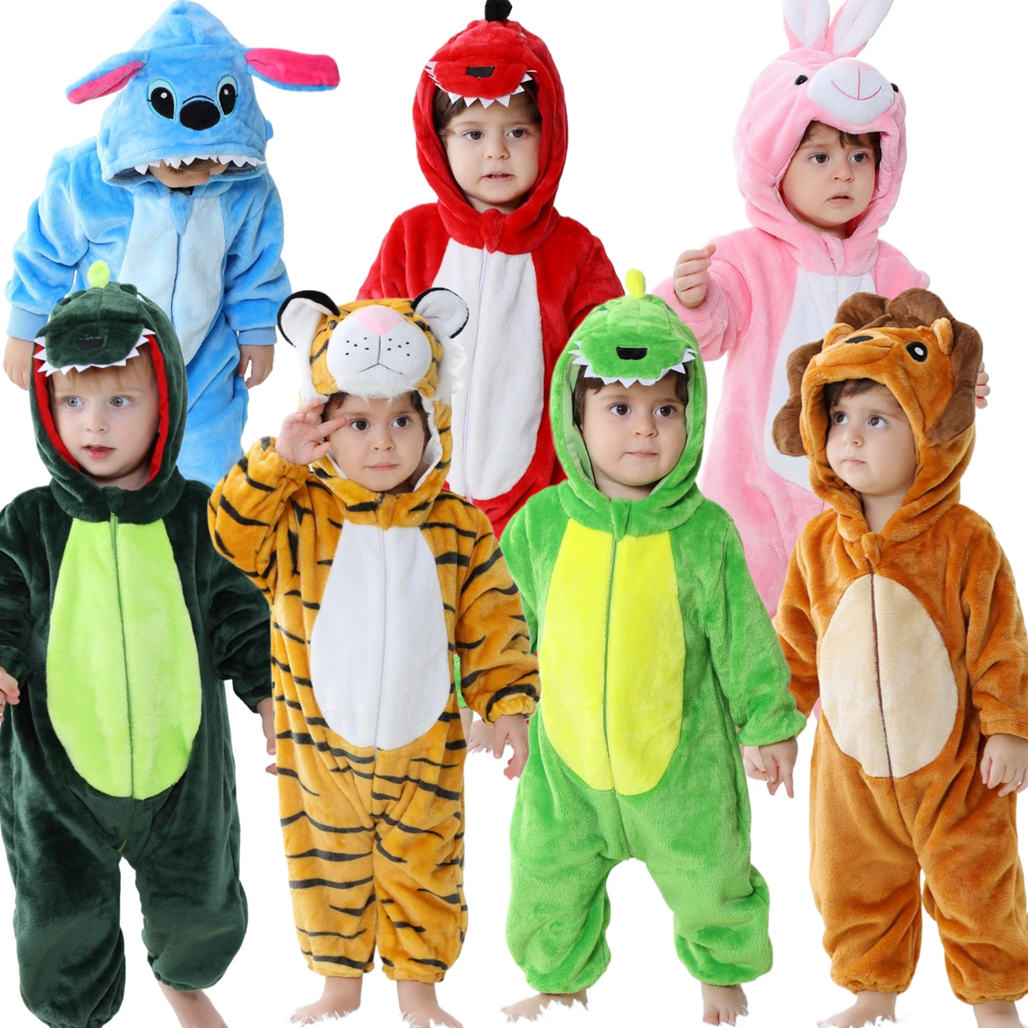 Kigurumi Stitch Dinosaur Pajamas Baby Unicorn Onesies Newborn Animal Romper Girls Boys Anime Cosplay Costume For Christmas Party