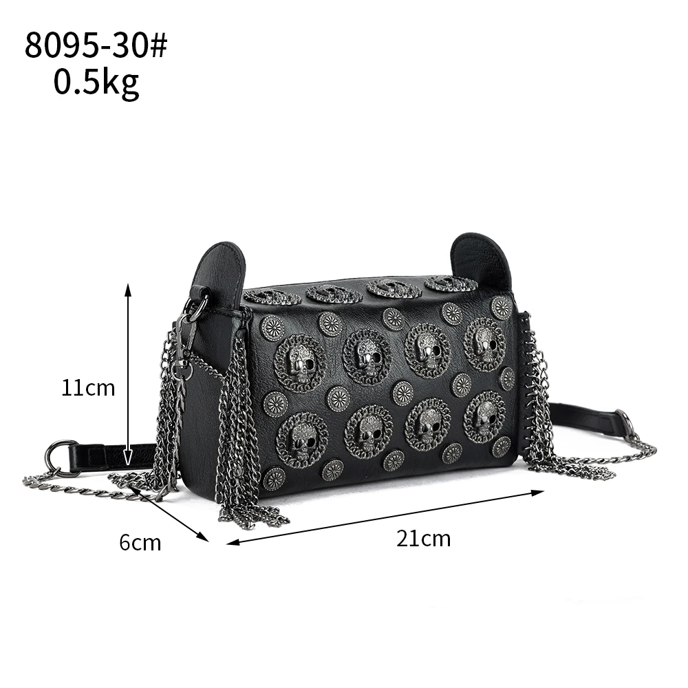 2024 Guangzhou Factory Sale Skull Rivet Tassel Fringe Handbag Chain Bolsa Crossbody Bags