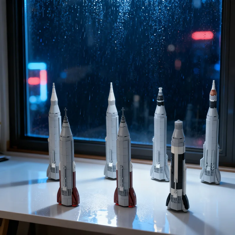 

2143 детали MOC: Прототипы ранних ракет Atlas и ракеты-носители 1:110, космическая модель, строительные блоки, креативный подарок, коллекционный декор для детей