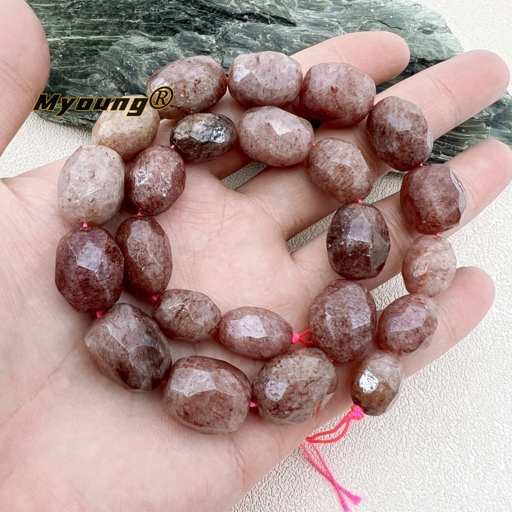 Graduated Large Natural Red Strawberry Quartz Cutting Nugget Beads For DIY Jewelry Making MY231246