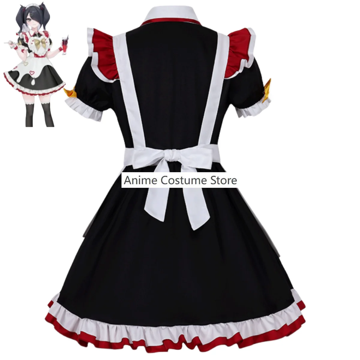 Fantasia de Cosplay Anime com Peruca para Mulheres, Vestido Empregada, Kawaii, Dia das Bruxas, Fato de Natal, Garota Necessita, Oversize, Ame Chan KAngel