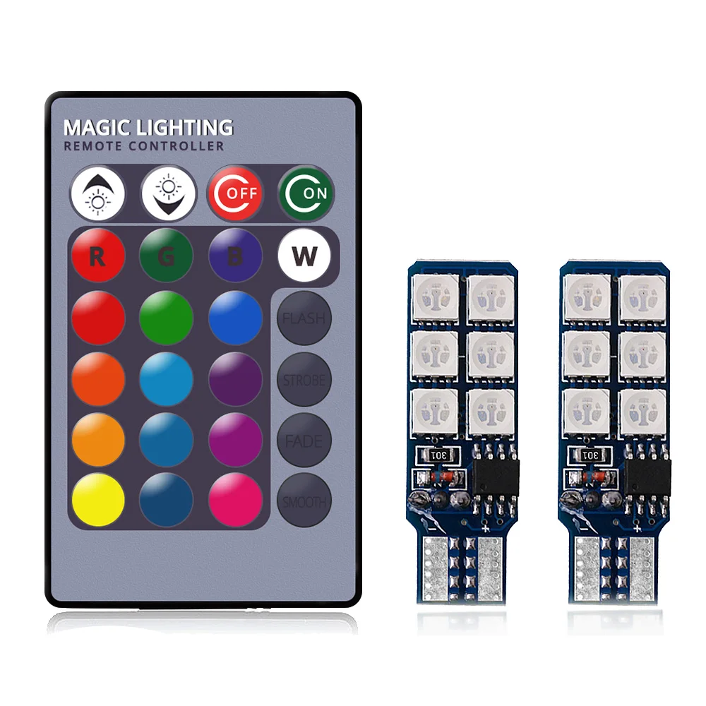 T10 W5W RGB 12SMD Car Dome Light (Pair) image
