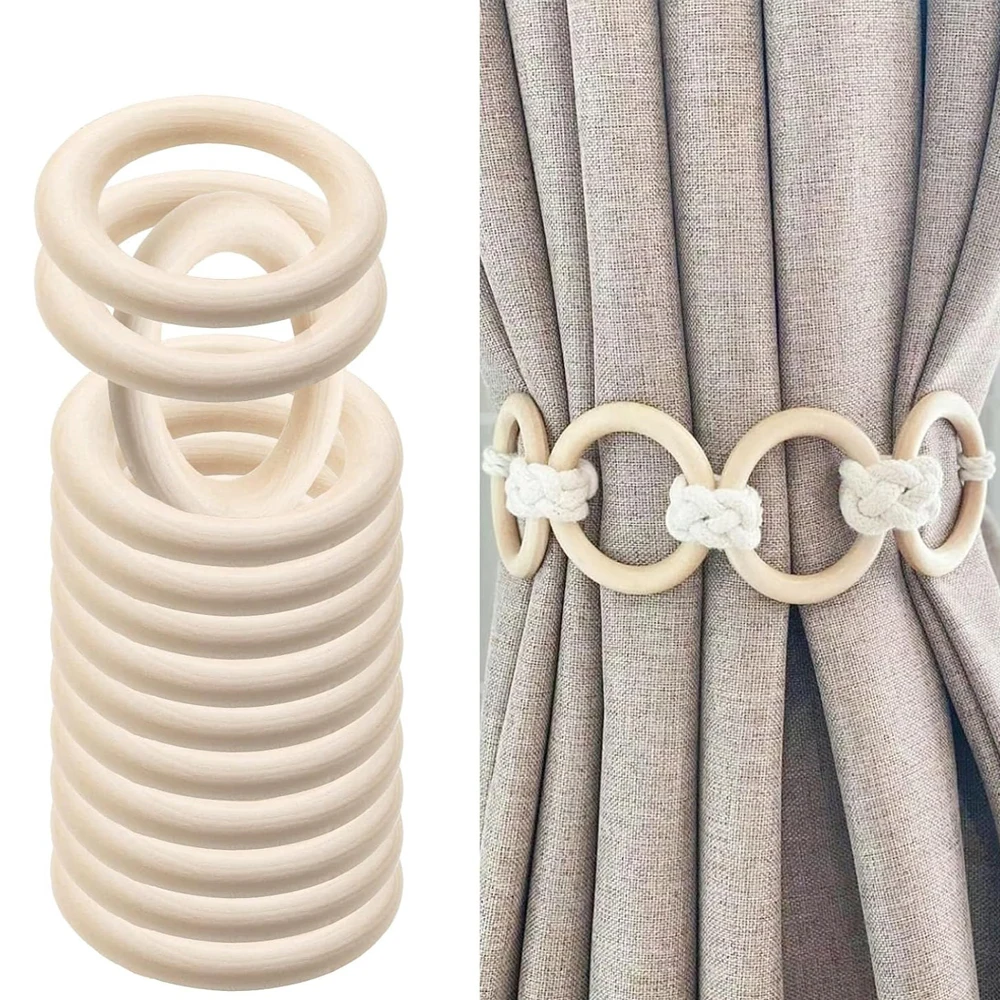 20PCS Wooden Rings for Craft 55mm 2.2inch Natural Wood Rings for Macrame Pendant Connectors Jewelry Making Decor Bag DIY Craft