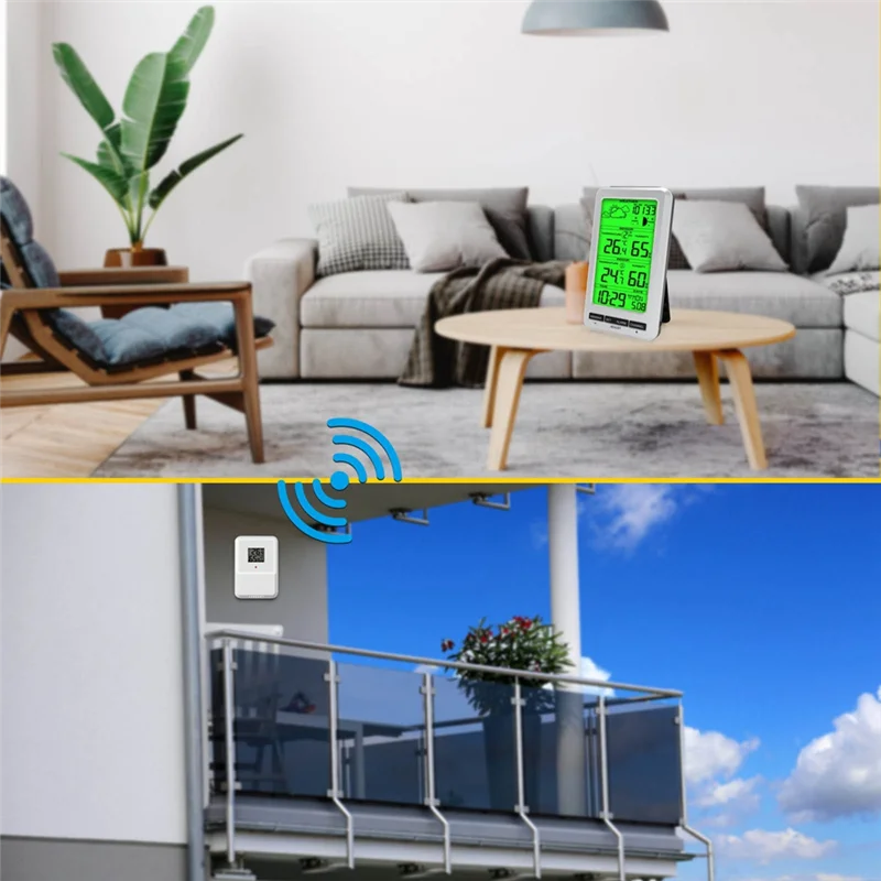 A76K ميزان حرارة لاسلكي داخل/خارجي، جهاز مراقبة درجة الحرارة والرطوبة مع محطة توقعات الطقس لمرحلة القمر