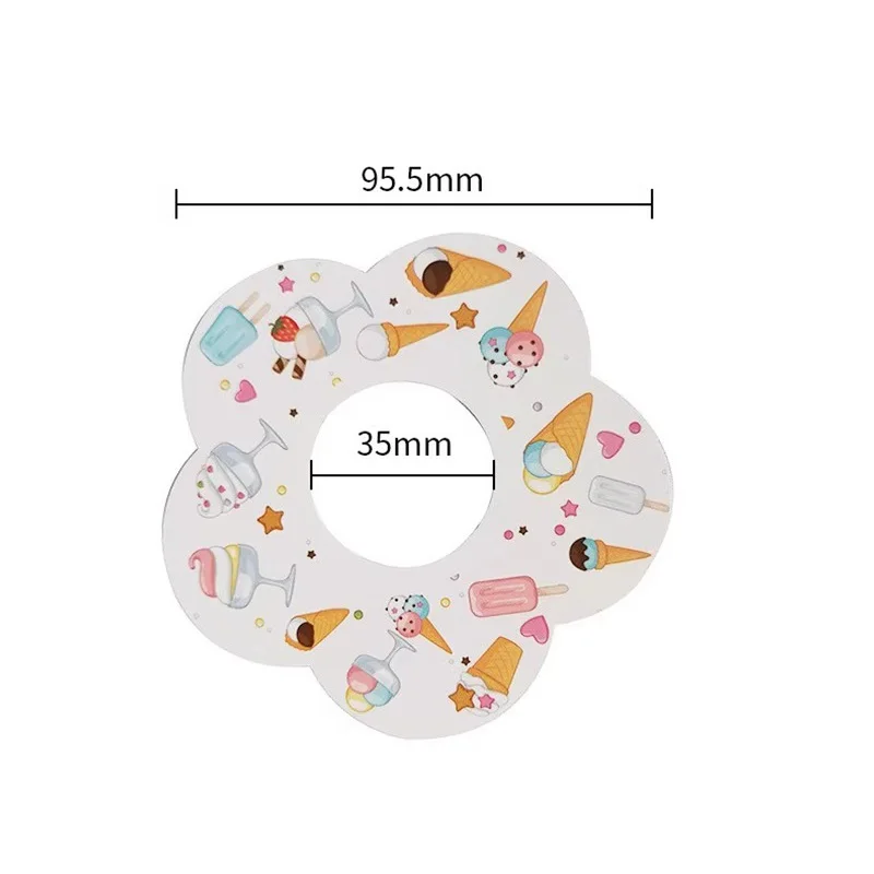 500pcs Ice Cream Melt Leakproof Ring Cartoon Flower Shape Paper Anti-drip Tray for Ice Cream Waffle Cone