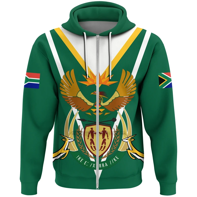 

3D Printed Men's South Africa Flag Hoodie Long Sleeve Casual Zipper Jacket Sweatshirt Sportswear For Men Women Pullovers Hoodies