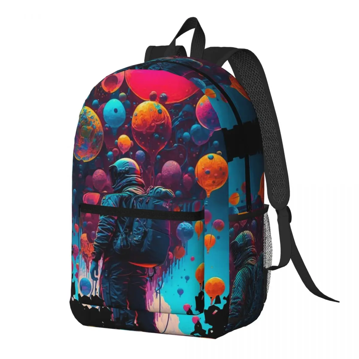 

Astronaut Walking In Space Graffiti Backpack Daypack Large Capacity Children BookBag School Bag Shoulder Bags for Men Women