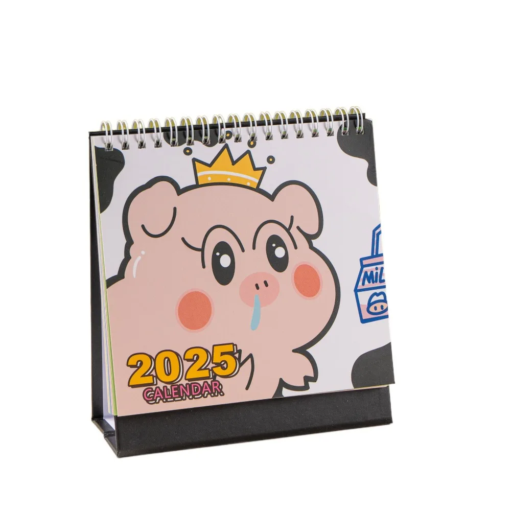 

Cute Planning Cartoon 2025 Calendar Time Date Agenda Mini Desk Calendar Korean style To Do List Standing Flip Calendar Student