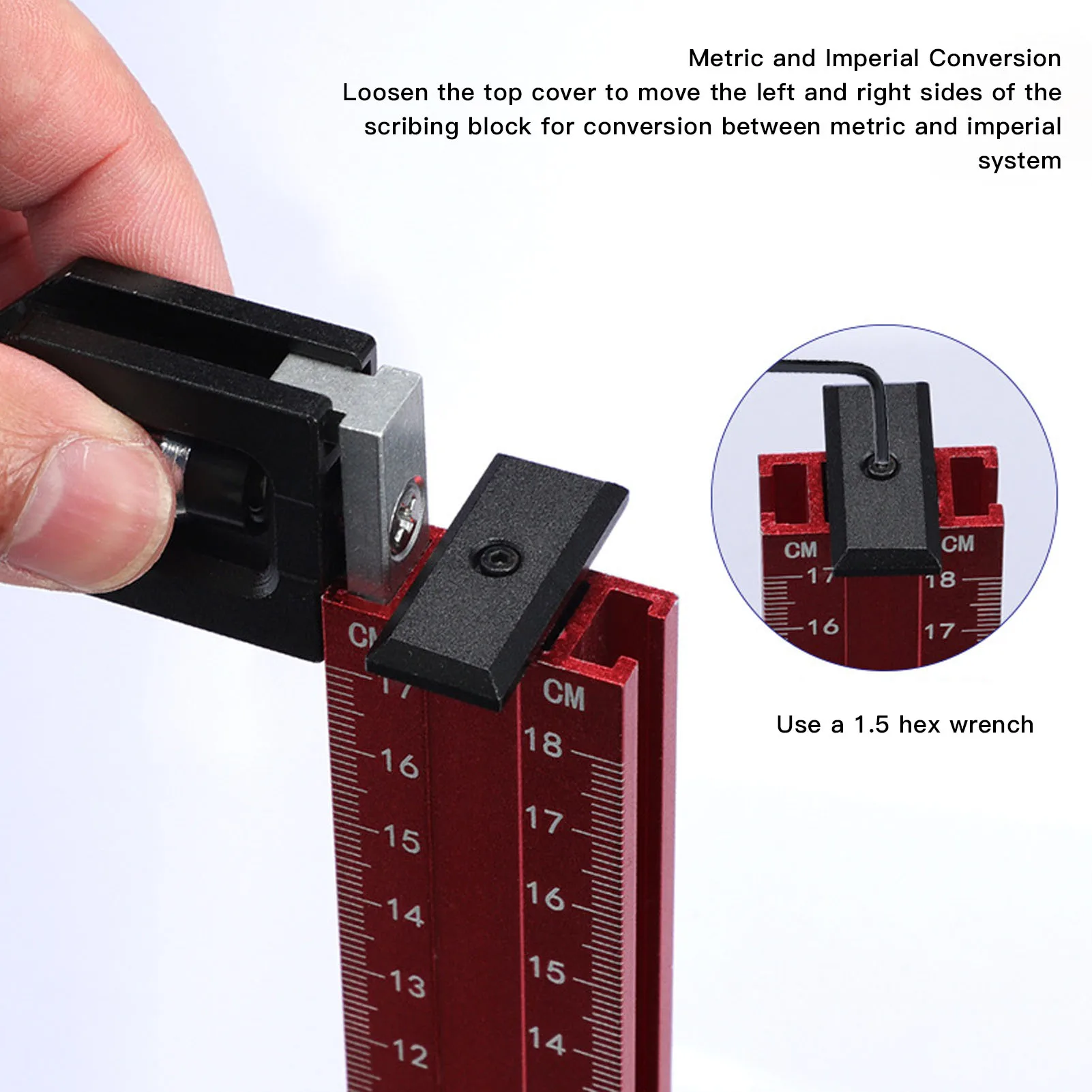 النجارة ارتفاع حاكم 180 مللي متر مقياس مزدوج قابل للتعديل عمق أداة قياس لآلة طحن الجدول المنشار النجارة ارتفاع حاكم