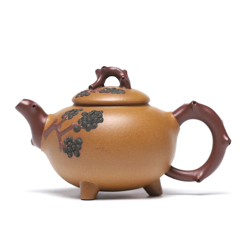 Wholesale Authentic Yixing Famous Master Fully Handmade Raw Gold Section Purple Clay Songfeng Teapot Premium Tea Set