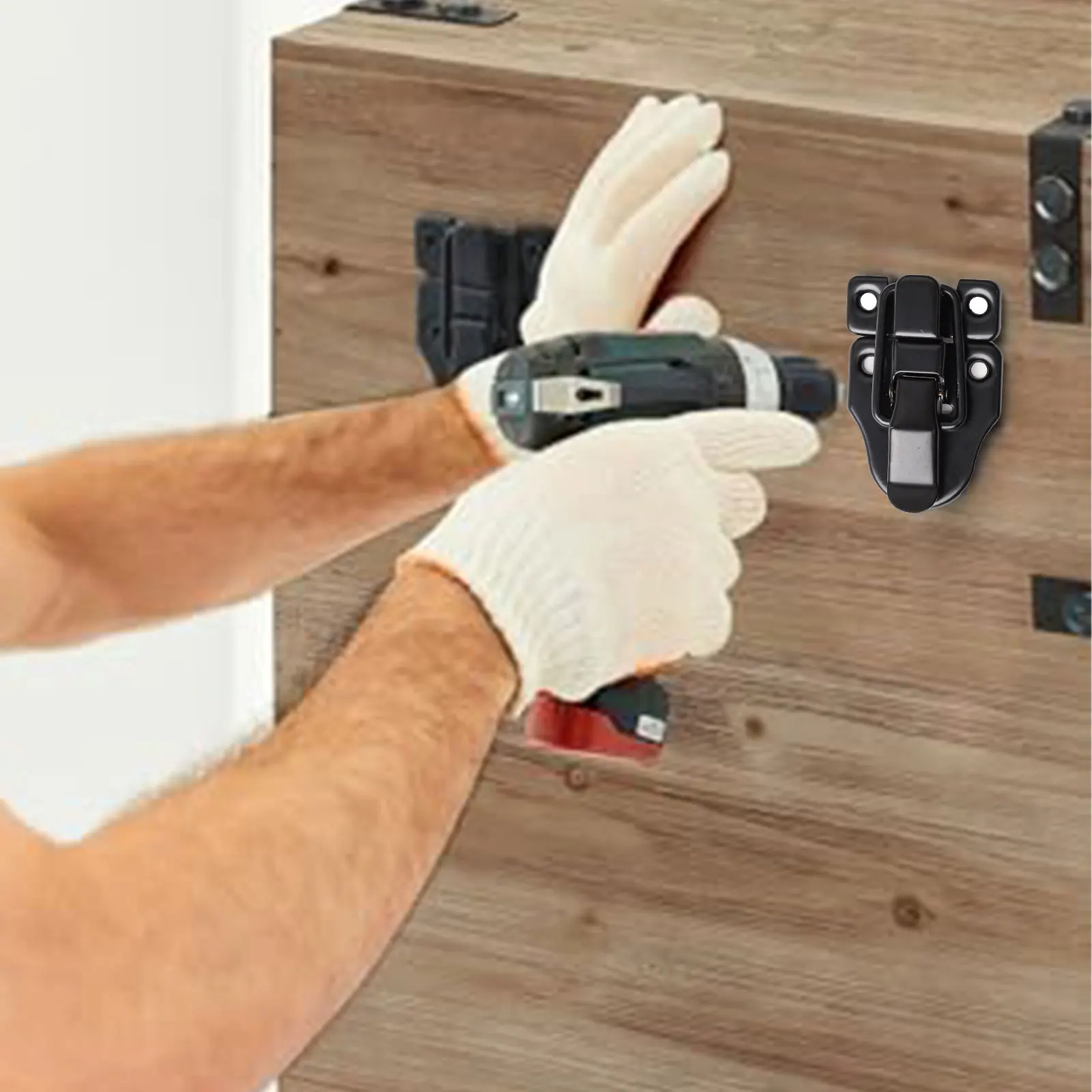 Progetti fai-da-te Cassetta degli attrezzi a becco d'anatra Serrature Cassetta degli attrezzi Chiusura a scatto Hardware robusto nero Chiusure a levetta versatili Rivestimento nero