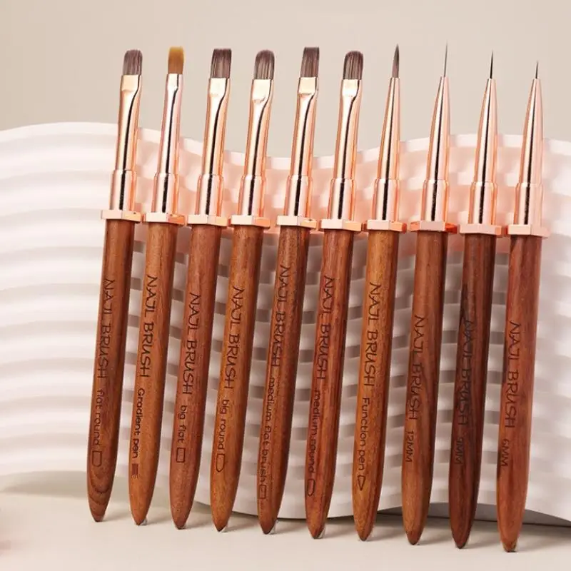 1 pz pennelli per nail art in legno di sandalo portapenne design pittura design per unghie penna dettaglio pennello strumento di disegno penna per manicure