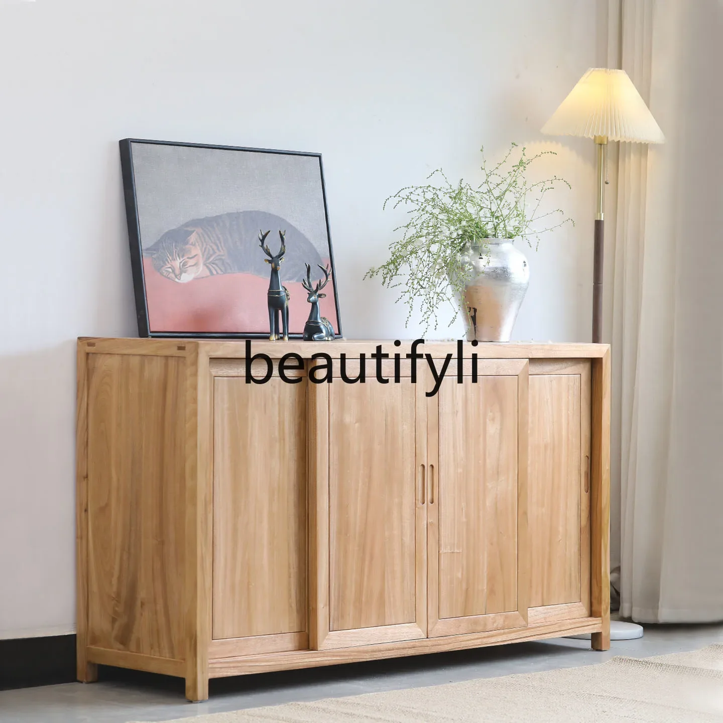 New arrive Camphor Wood Pure Solid Wood New Chinese Style Solid Wood Entrance Cabinet Hall Storage Cabinet Living Room Low Cabin