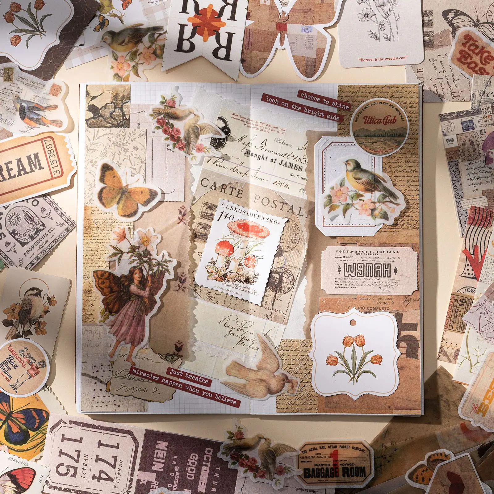 مجموعة سجل القصاصات Simno Vintage مع ملصقات اقتباسات مجموعة ورق دفتر الملاحظات TN - مثالية لمجلات الرصاصة والمخططين الحرفية #6