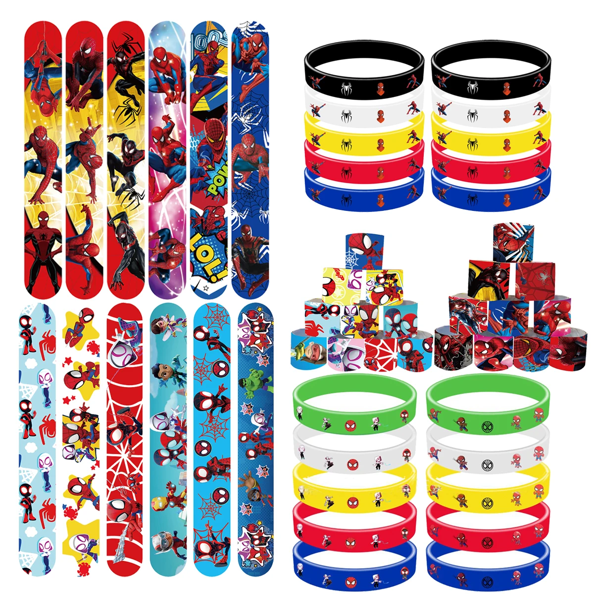 Spiderman Party Favors Gifts Spidey Slap Bracelets Silicone Wristbands Goodie Bag Stuffers Fillers Classroom Rewards Prizes