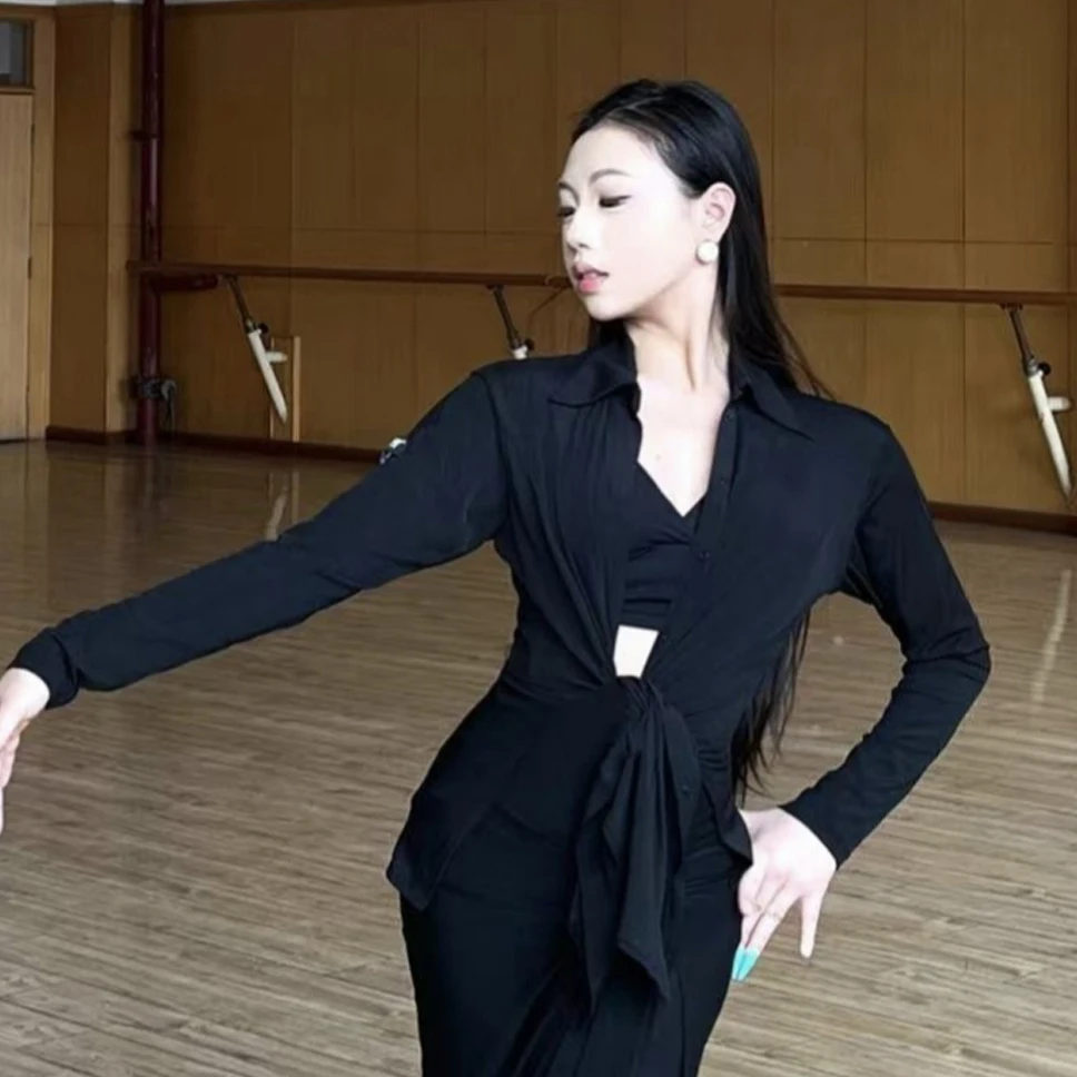 女性ラテンダンスシャツ長袖女性ラテントップスクラブルンバ社交ダンス練習服ラテンダンスウェア DNV24642