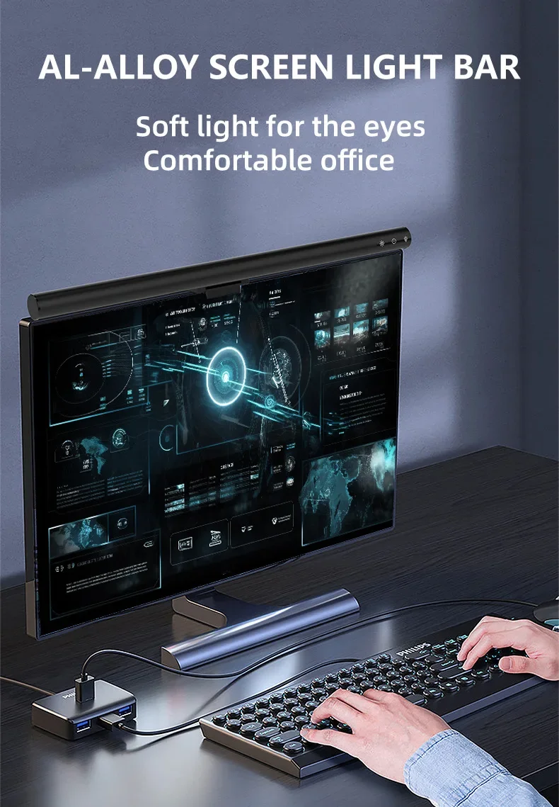 40CM USB Powered Monitor Light Bar for Workspace, Dimmable , Touch Control Computer Monitor Lamp for Desk/Office/Home/Game