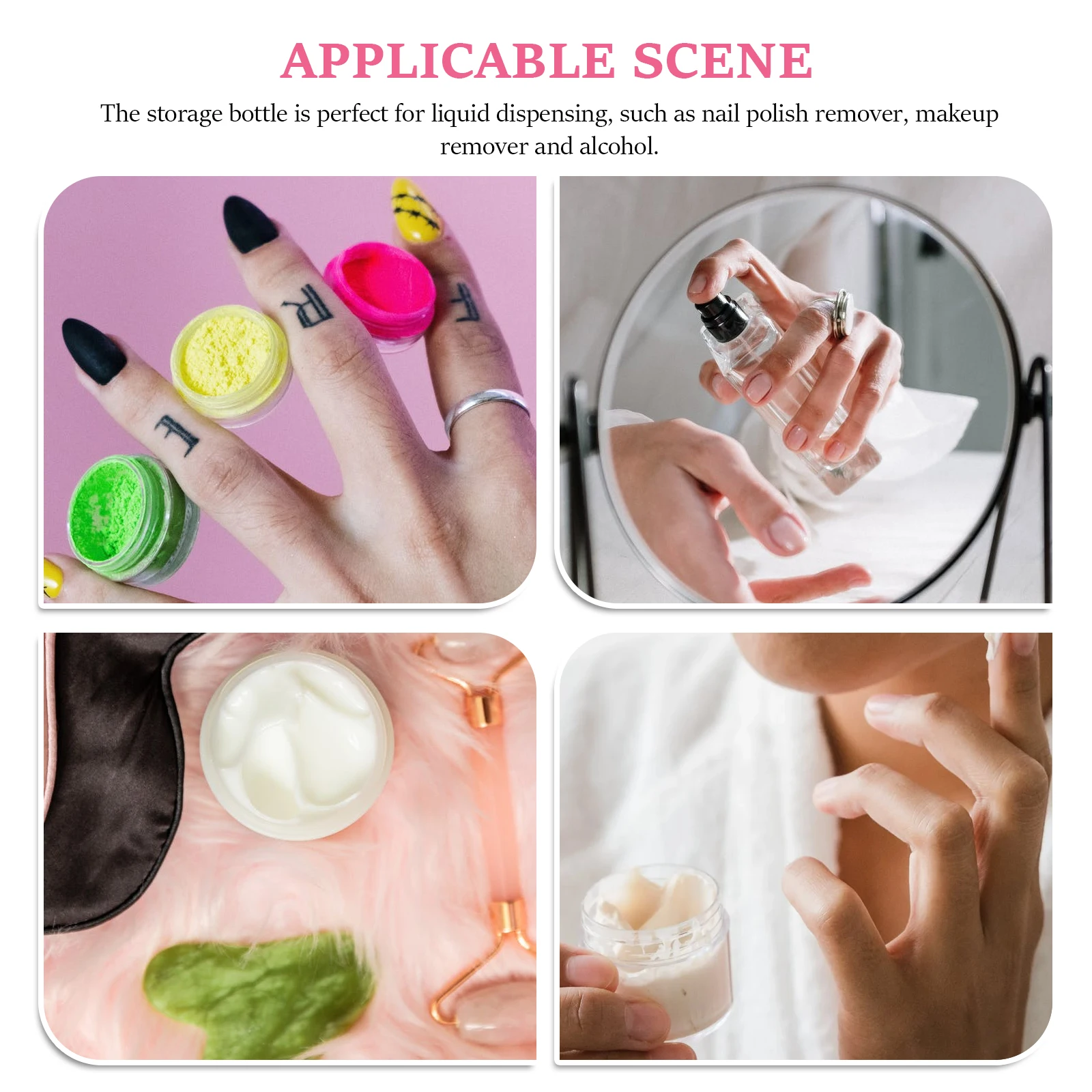 

1Set Nail Polish Remover Bottle Glass Spray Bottle Refillable Thickened Transparent Container for Makeup Remover Alcohol