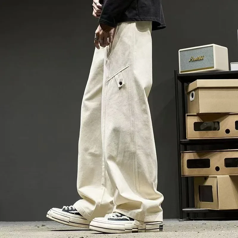 

Overalls for Men in Autumn American Loose Trendy Straight Trousers Trendy Brand Sports Wide-legged Casual Versatile Solid Color