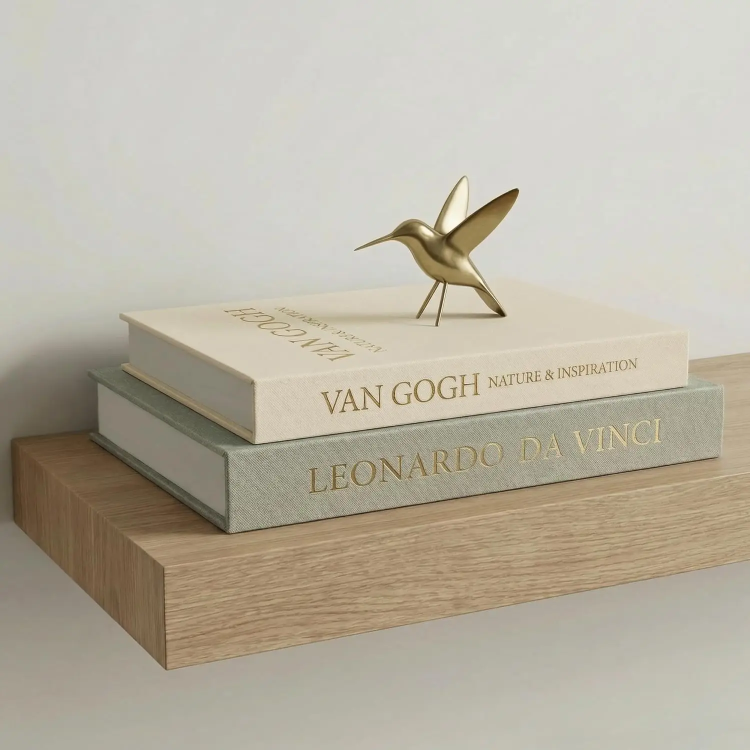 

Set of 2 Linen Boxes with Gold Lettering - Faux Books for Coffee Table Decor & Storage
