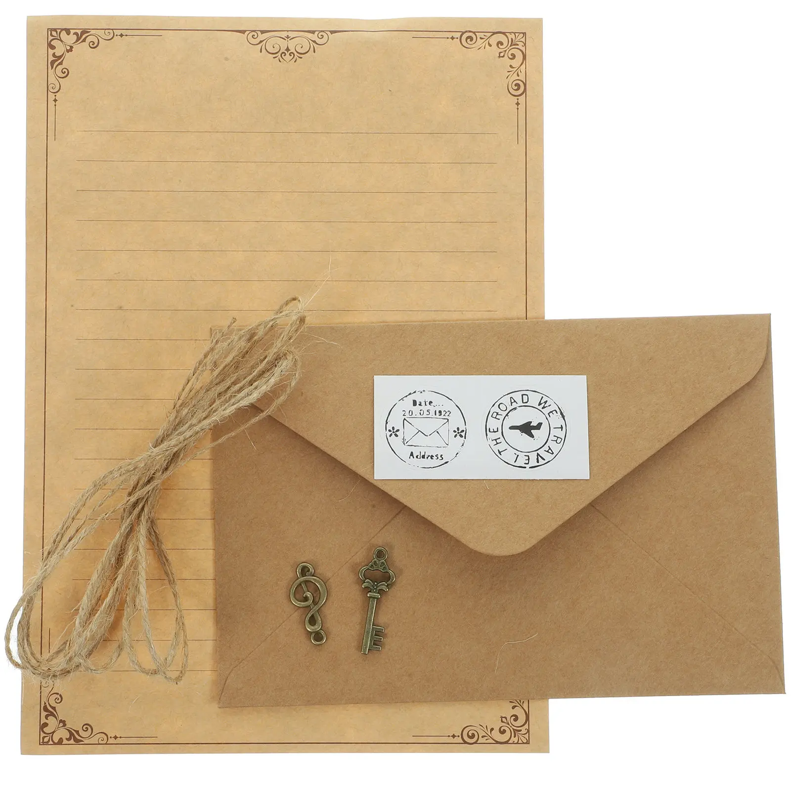 2 Sets Retro Letter Paper Envelope Set A5 Writing Paper Kit Vintage Stationery for Notebook Insert Notes Invitations